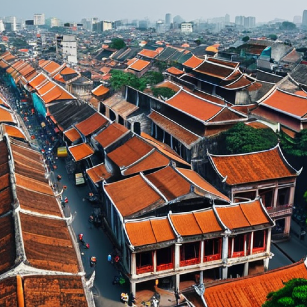 **

"Hanoi cityscape, traditional Vietnamese architecture, focus on preserving old language, cultural heritage."

**