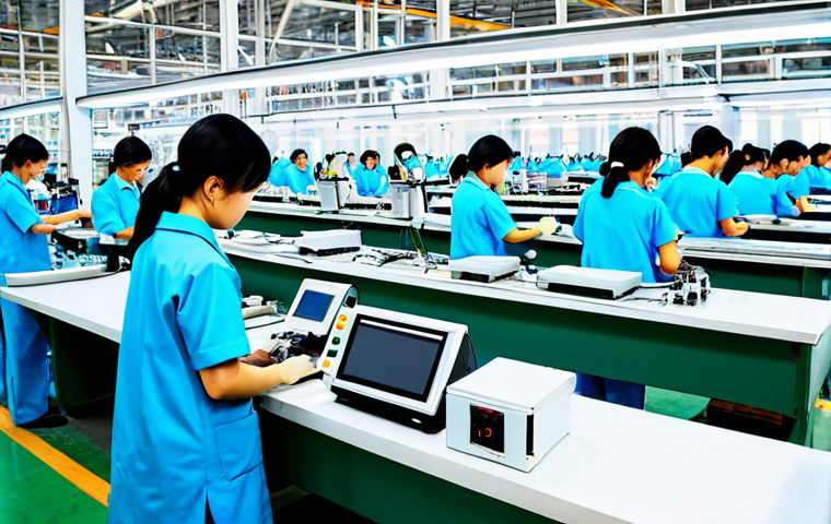 Modern Vietnamese Industry**

"A bustling, modern factory floor in Vietnam, showcasing advanced electronic manufacturing, fully clothed workers in professional attire, perfect anatomy, proper finger count, natural proportions, safe for work, appropriate content, well-lit, high-resolution, professional photography, modest clothing, family-friendly."

**