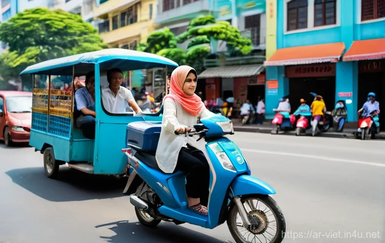 베트남 여행 안전 팁 - **Vibrant Ho Chi Minh City Street Crossing:** A bustling street scene in Ho Chi Minh City during day...