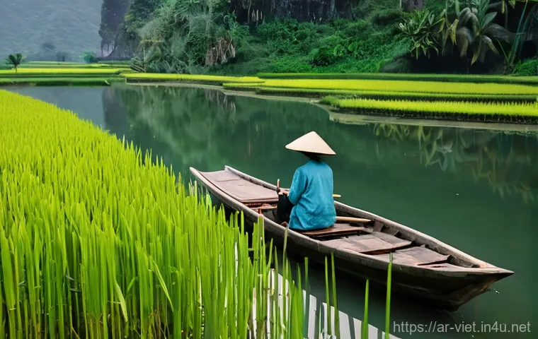 베트남 현지 가이드 고용법 - **Image Prompt 1: Discovering Ninh Binh's Secret Waterways**
"A knowledgeable Vietnamese local g...