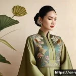 베트남에서 유명한 디자이너 - A sophisticated fashion design blending traditional Vietnamese cultural symbols with contemporary st...